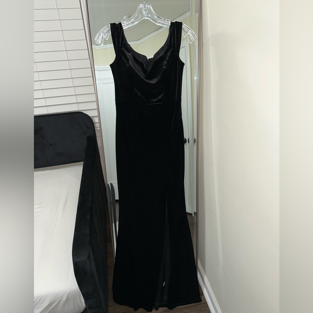 Off-shoulder Black Faux Suede Dress